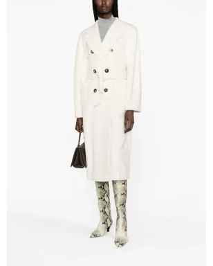 Max Mara ベルテッド ダブルブレストコート - ホワイト - サムネイル3