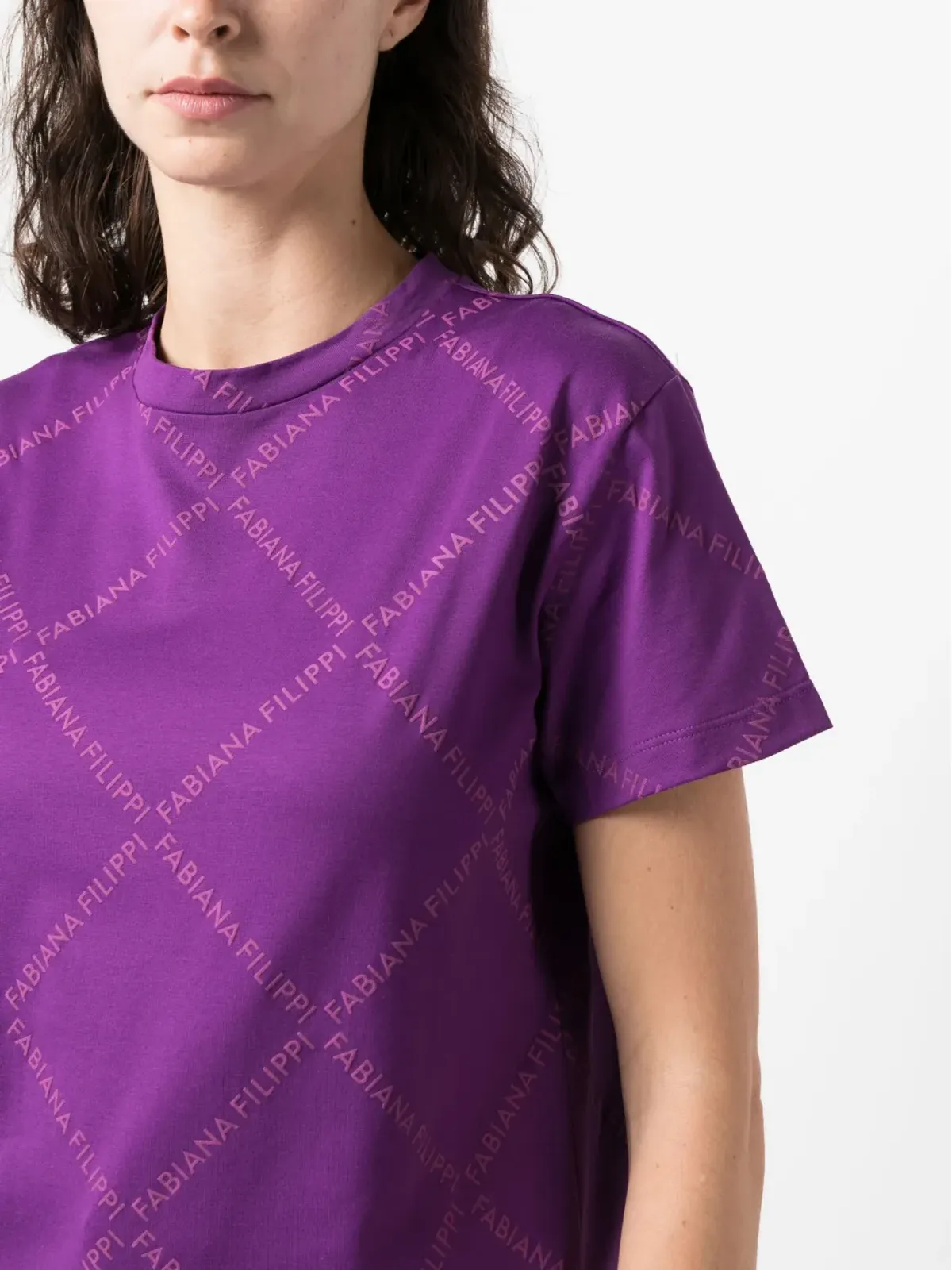 Fabiana Filippi ロゴプリント コットン Tシャツ - パープル - 画像5