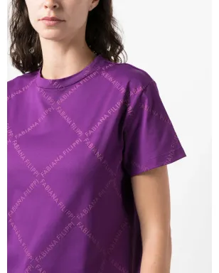 Fabiana Filippi ロゴプリント コットン Tシャツ - パープル - サムネイル5