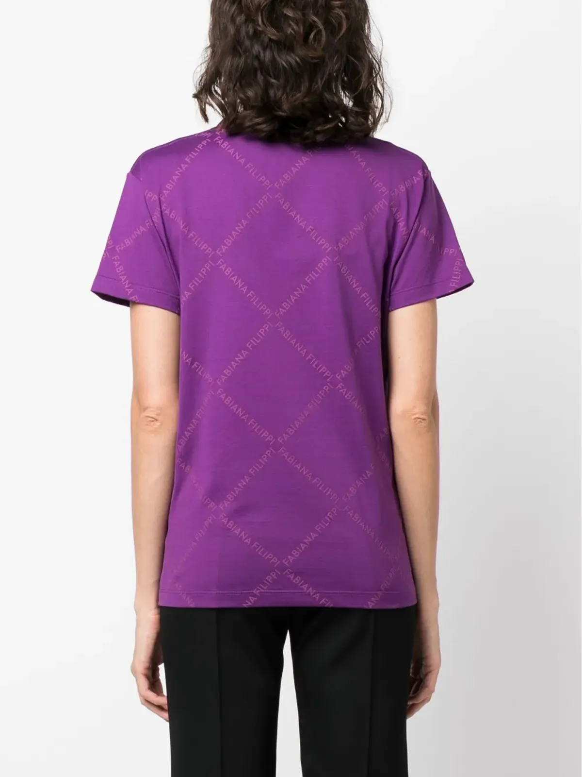 Fabiana Filippi ロゴプリント コットン Tシャツ - パープル - 画像4