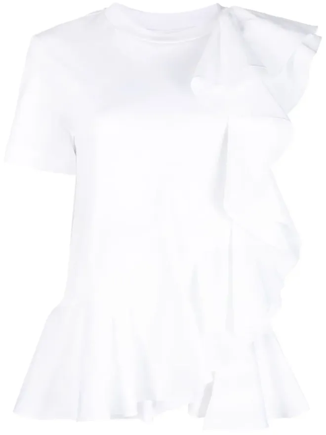 Alexander McQueen Alexander McQueen アシンメトリック ラッフルドTシャツの商品画像
