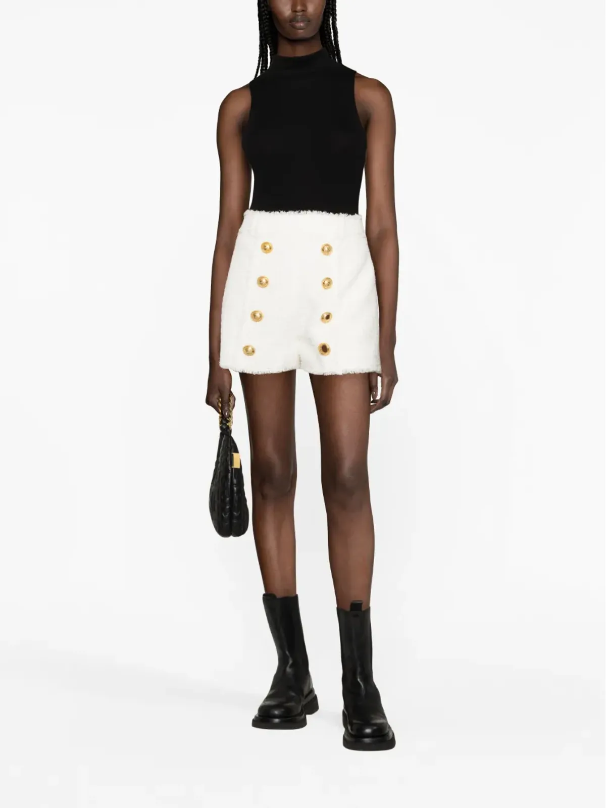 Balmain ボタン飾り付きツイードショーツ - 画像2