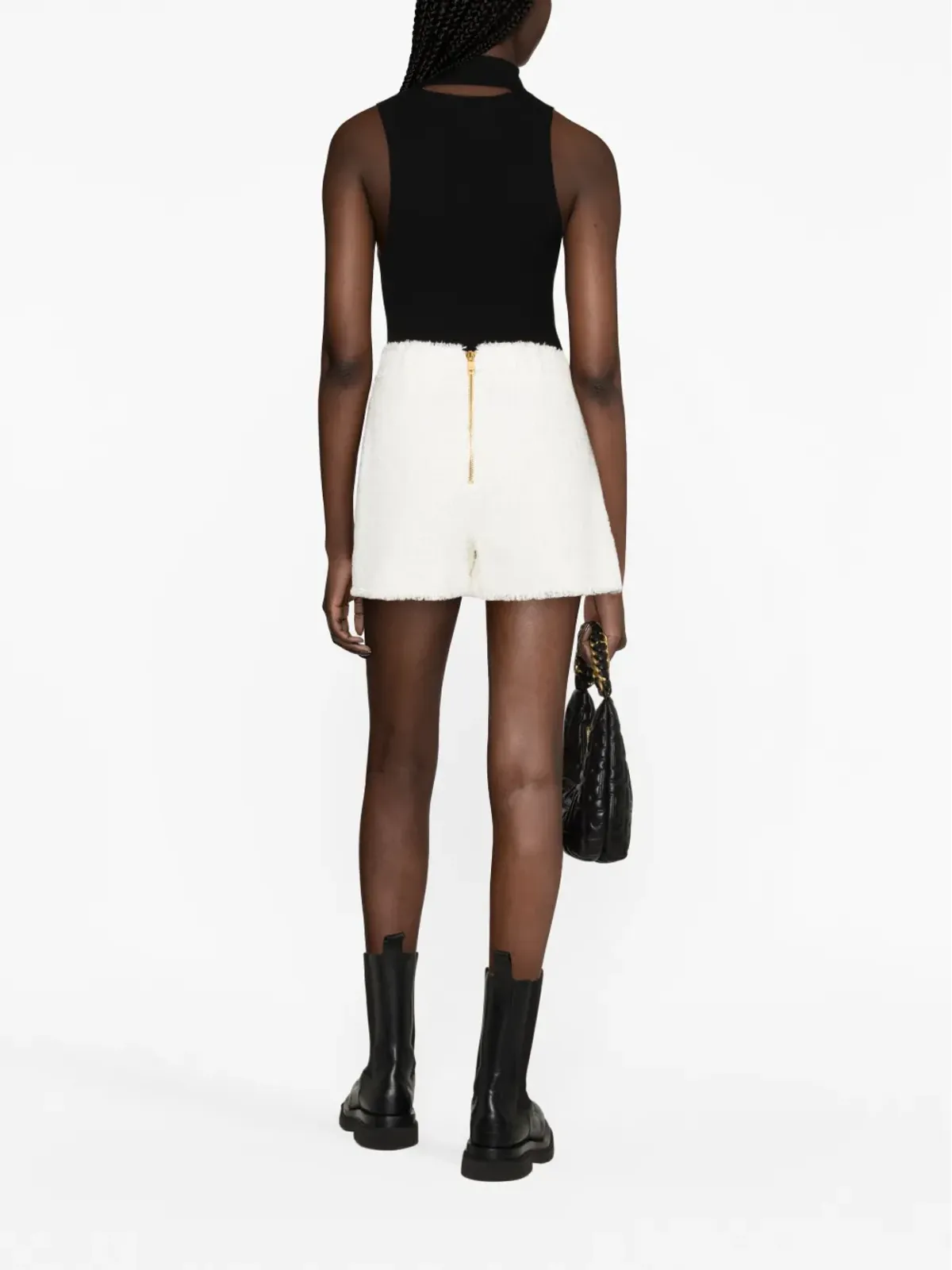 Balmain ボタン飾り付きツイードショーツ - 画像3