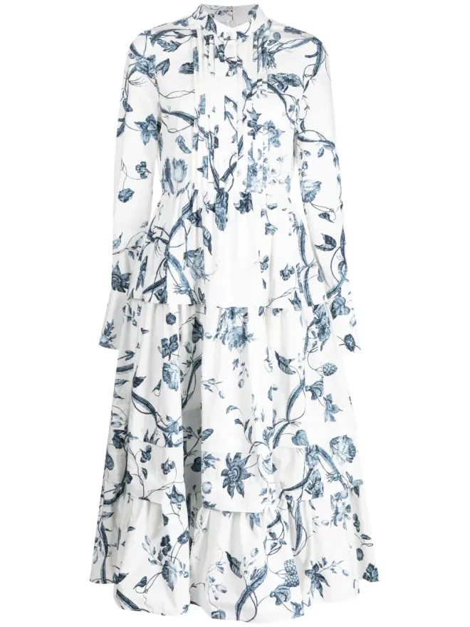 Erdem ERDEM 花柄プリント コットンドレス - Whiteの商品画像