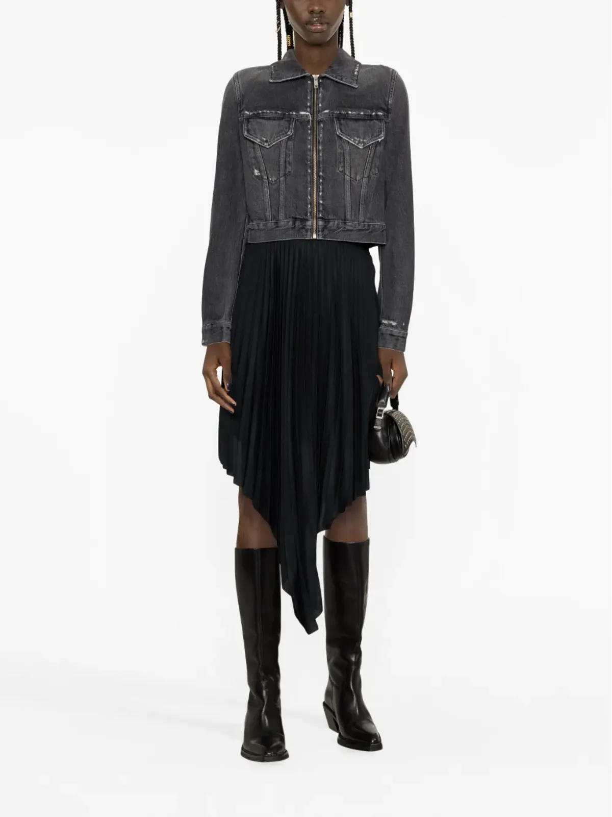 Givenchy ヴィンテージ風ダメージ加工ジップ付きデニムジャケット - 画像2