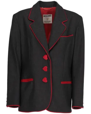 Moschino Pre-Owned 2000 heart-buttons wool blazer - Grey - サムネイル1
