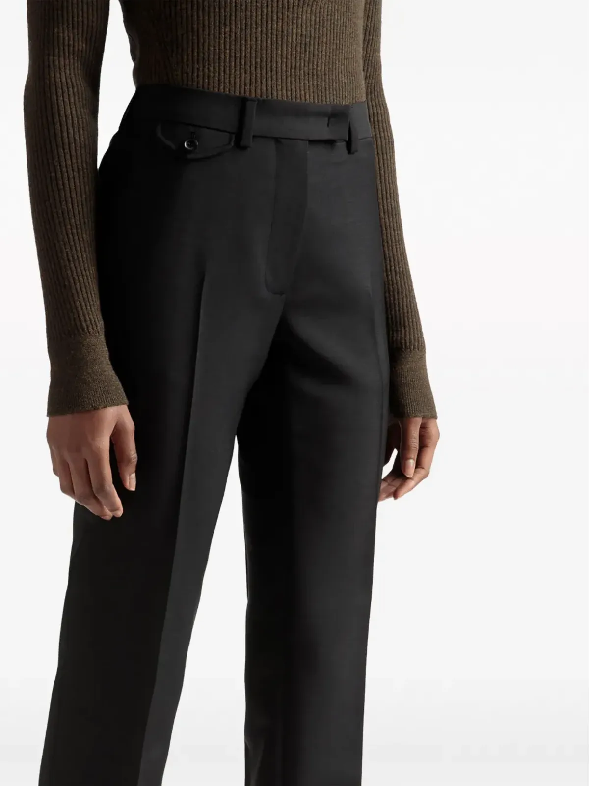 Bally プレスド・クリース モヘア混 テーラードパンツ（ブラック） - 画像5