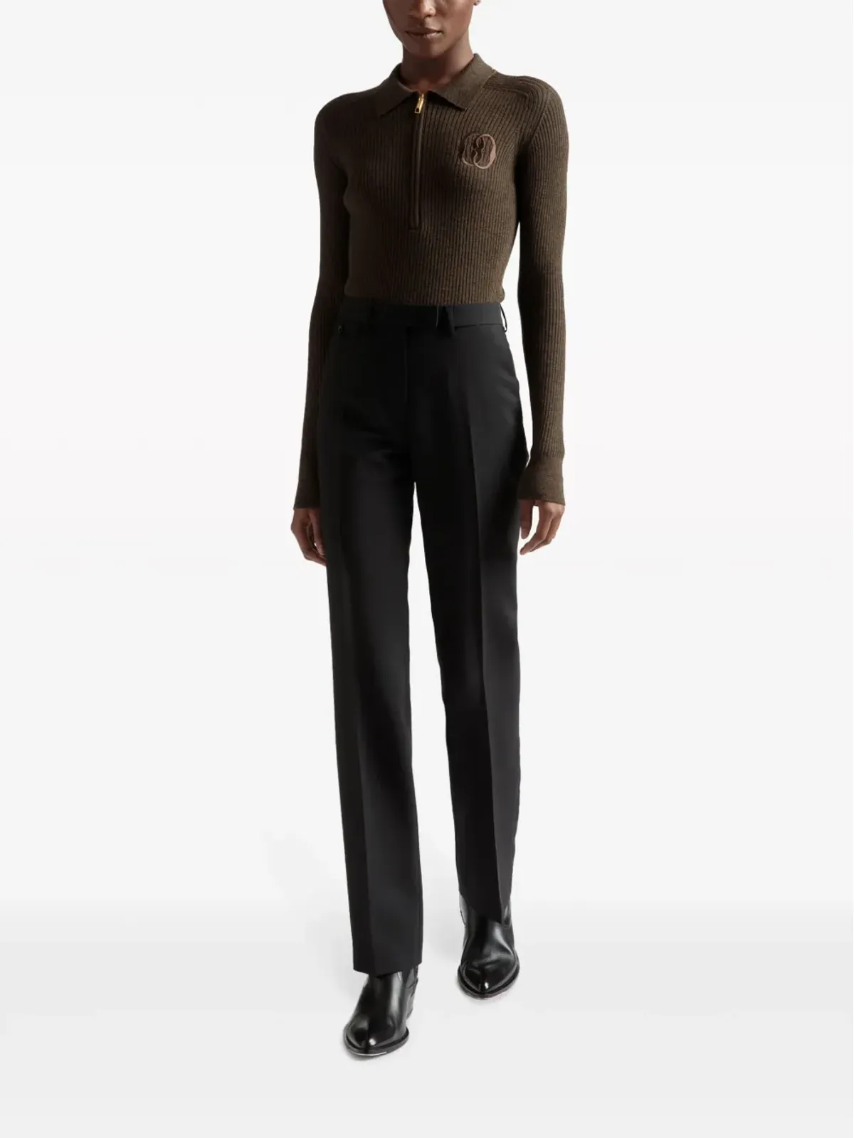 Bally プレスド・クリース モヘア混 テーラードパンツ（ブラック） - 画像2