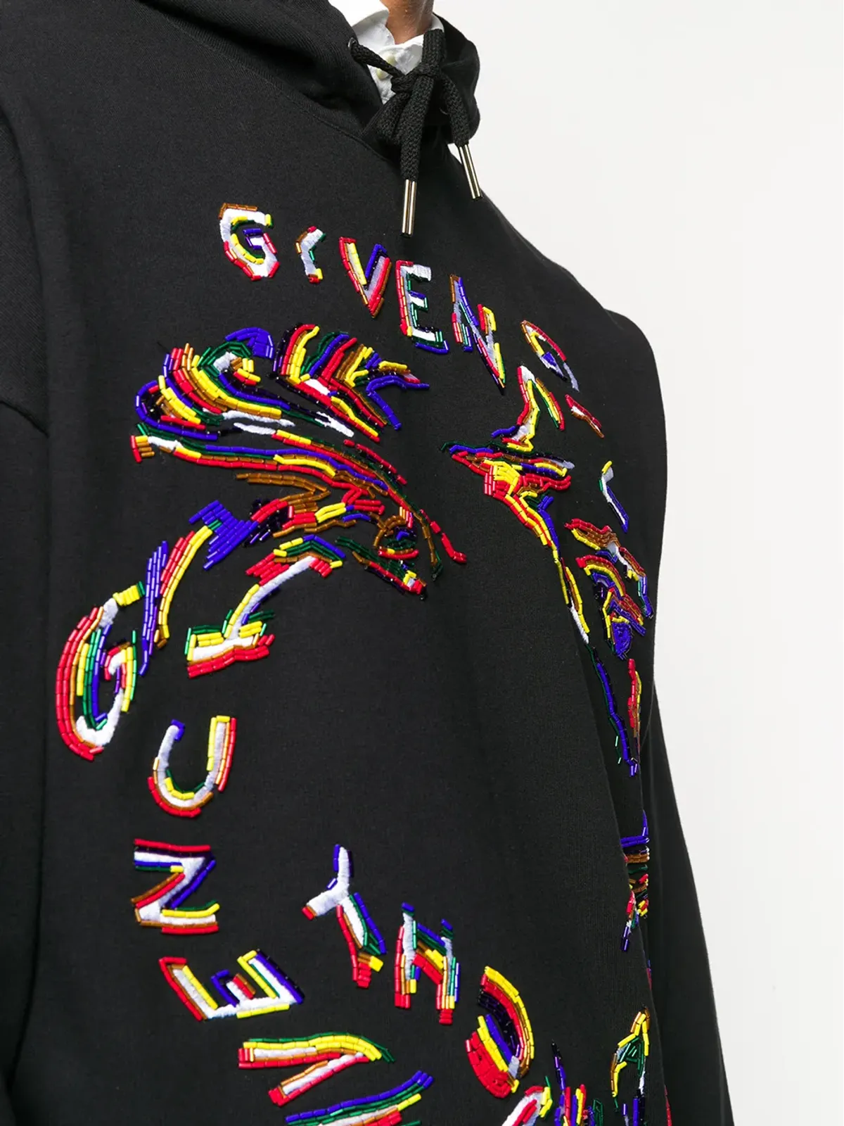 Givenchy ビーズロゴ コットン フード付きパーカー - ブラック - 画像5