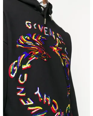 Givenchy ビーズロゴ コットン フード付きパーカー - ブラック - サムネイル5