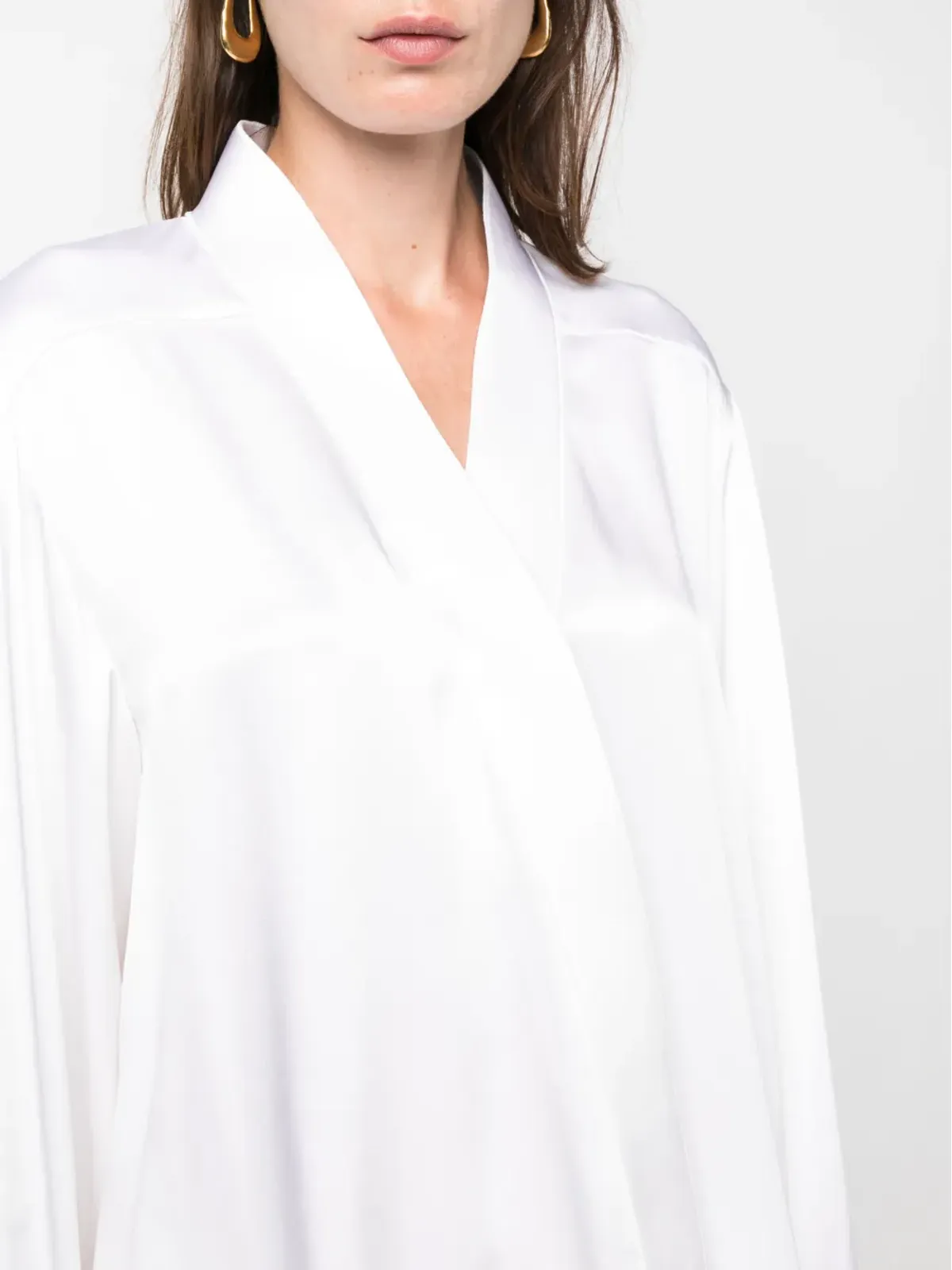 Giorgio Armani Vネック長袖シルクシャツ - 画像5