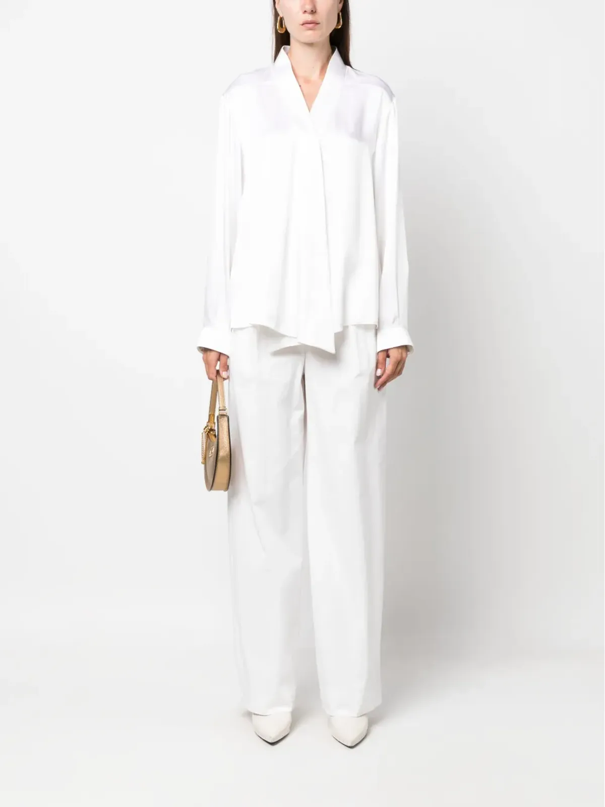 Giorgio Armani Vネック長袖シルクシャツ - 画像2