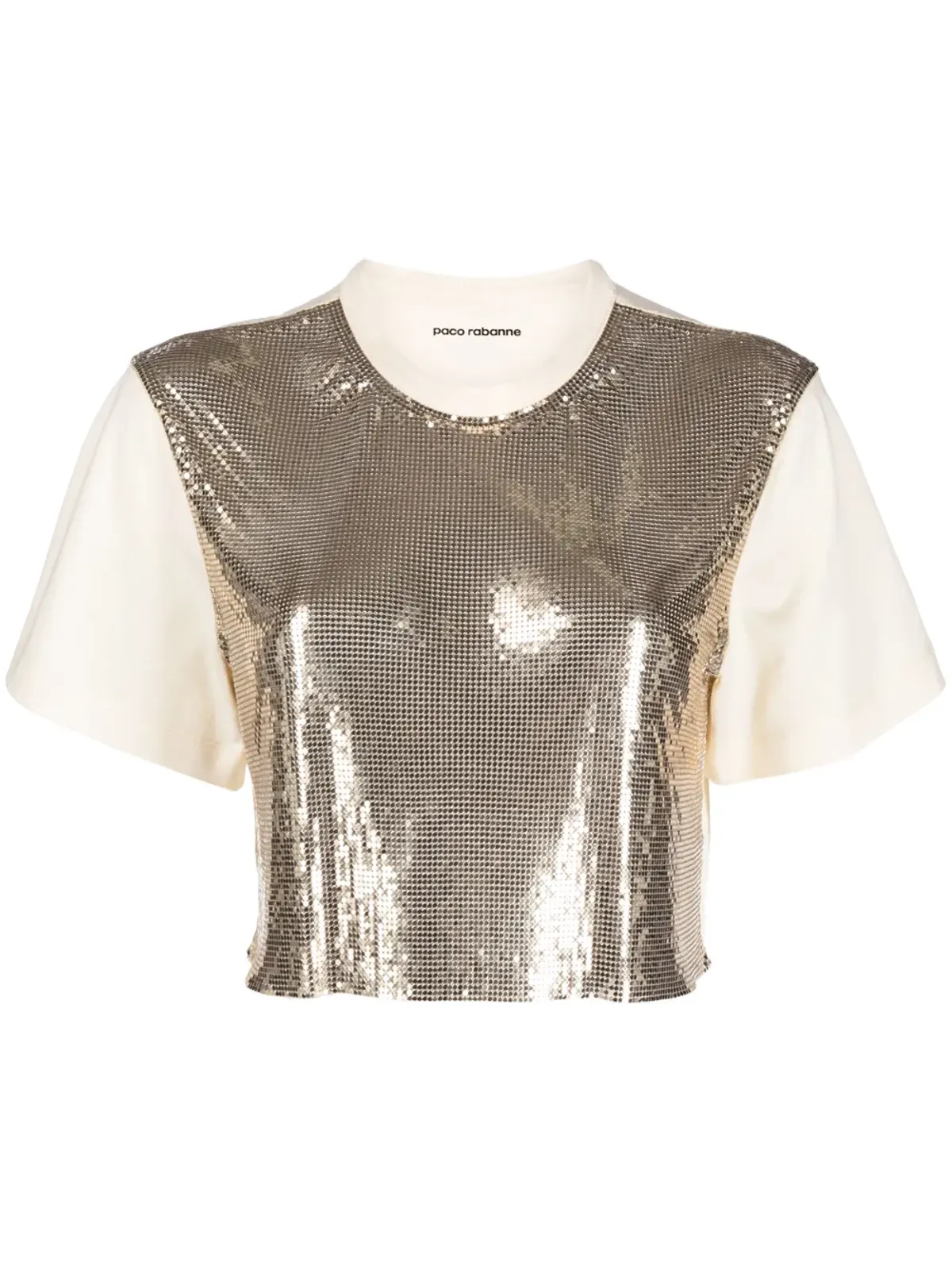 Rabanne チェーンメールパネル クロップドTシャツ - 画像1