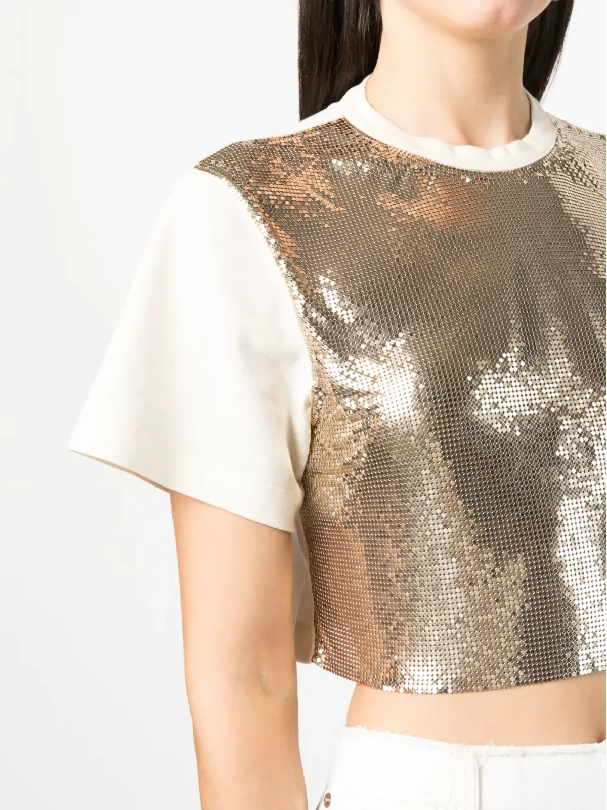 Rabanne チェーンメールパネル クロップドTシャツ - 画像5