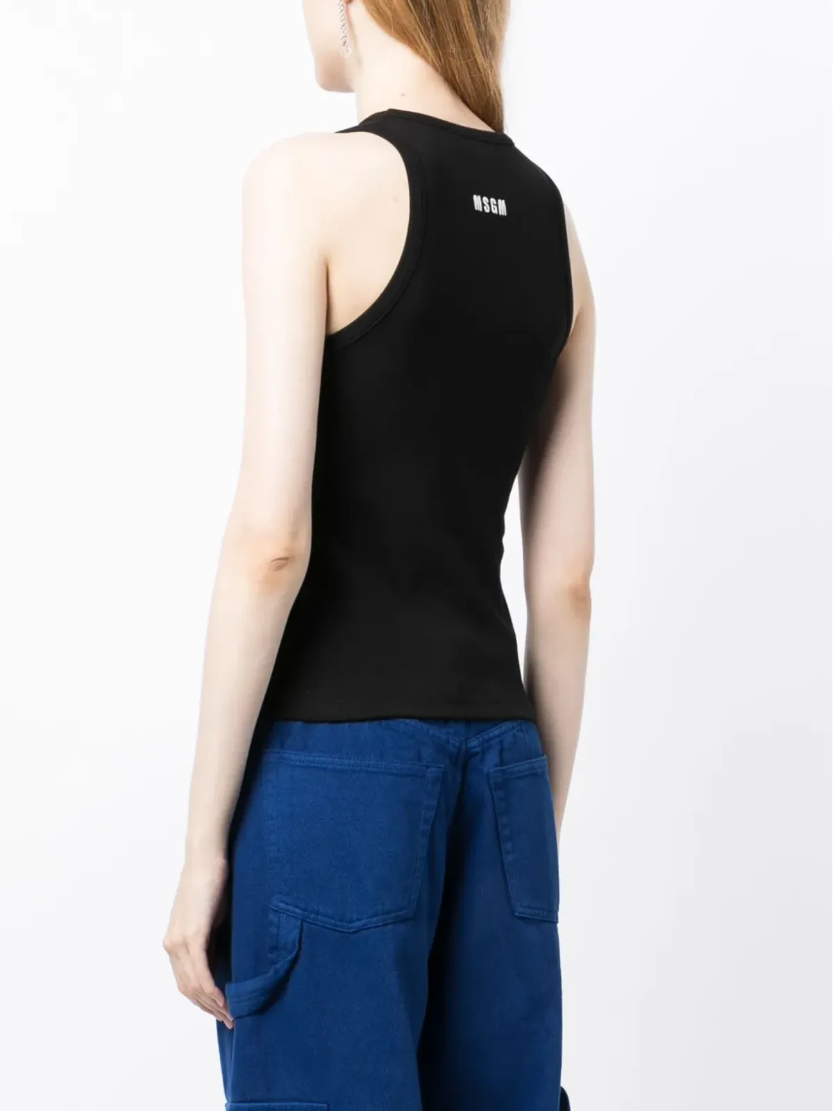 MSGM リブ編みハートモチーフ トップ - ブラック - 画像4