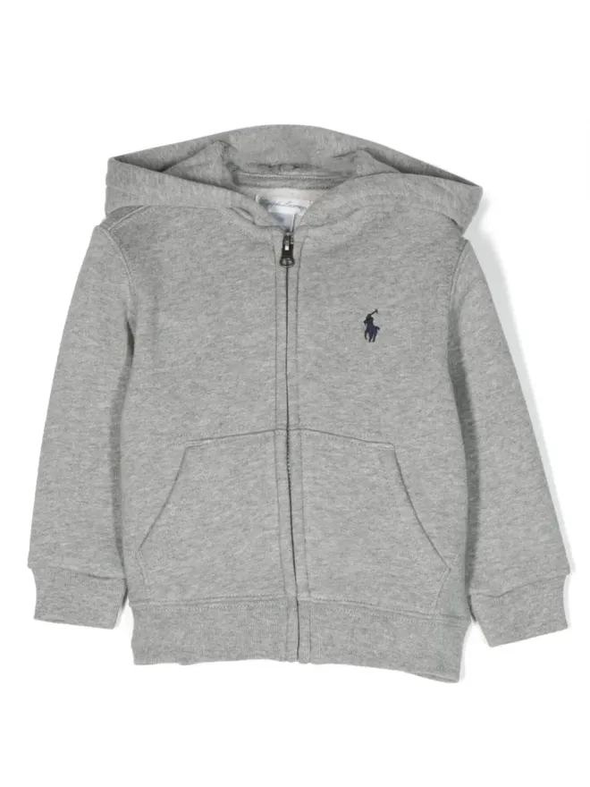 POLO RALPH LAUREN KIDS POLO RALPH LAUREN KIDS Polo Pony-embroidered zip-up hoodie - Greyの商品画像