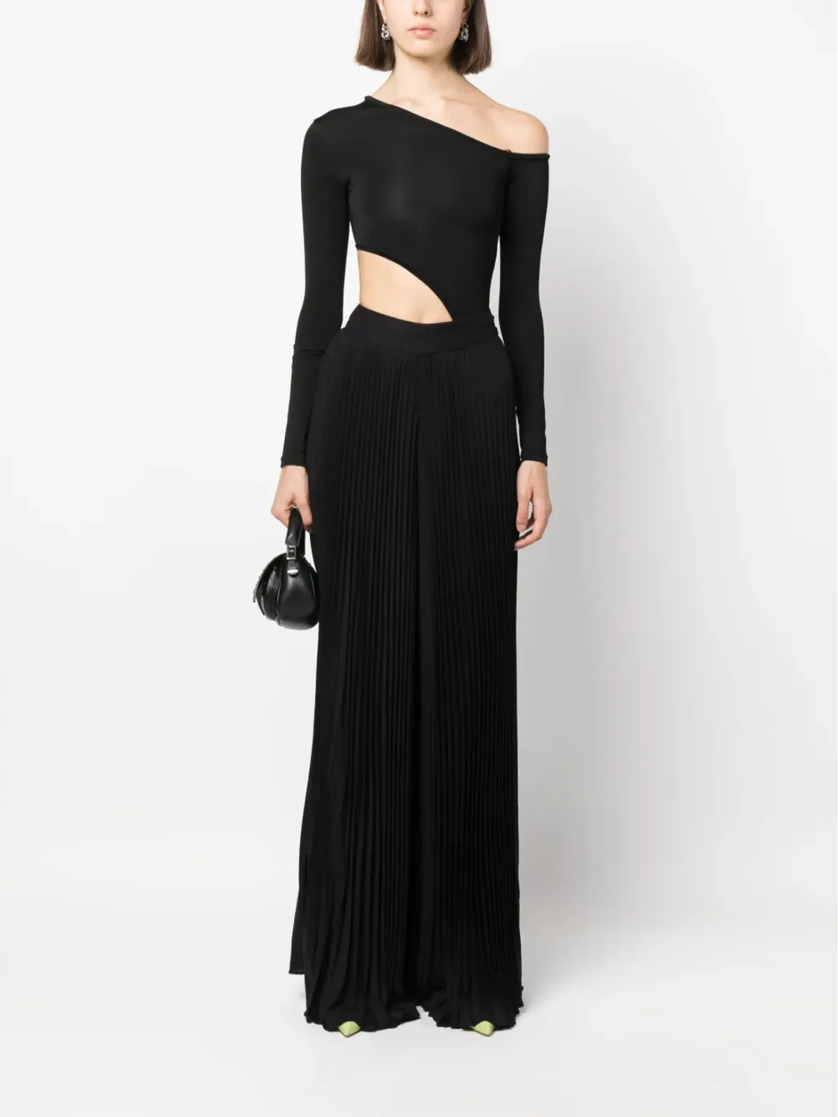 alice + olivia コペン プリーツ入りハイウエスト パラッツォパンツ ブラック - 画像2