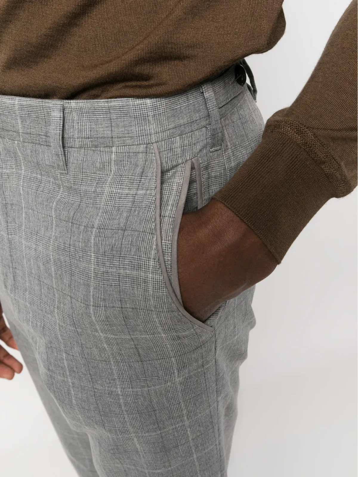 Corneliani グリッド柄ストレートパンツ - 画像5