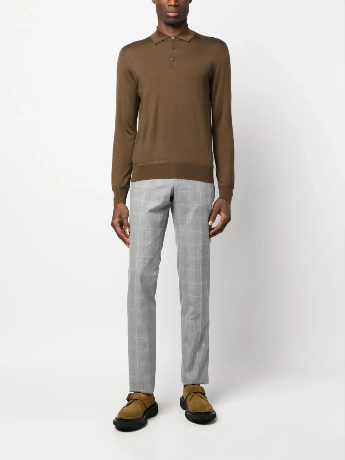 Corneliani グリッド柄ストレートパンツ - 画像2