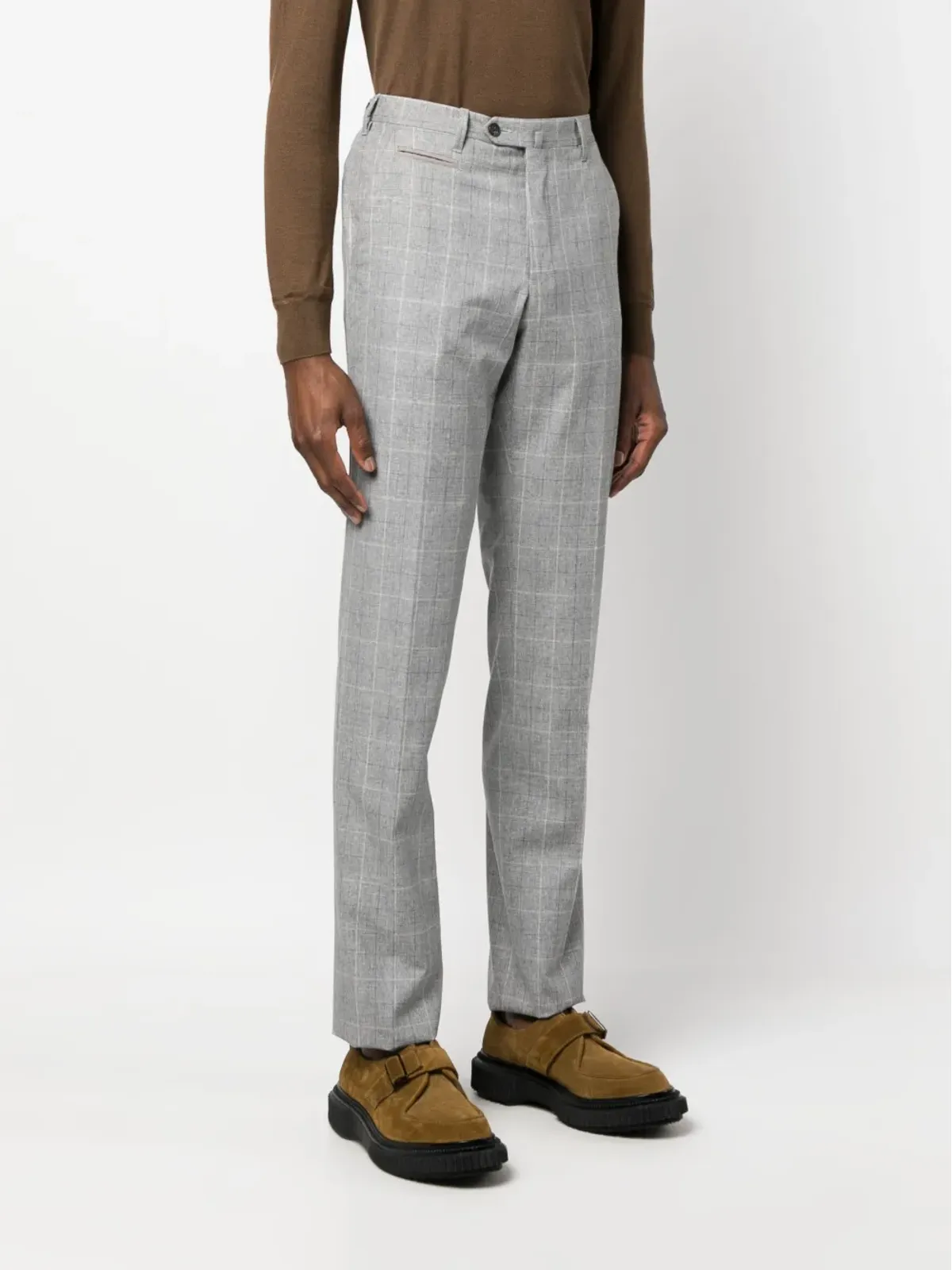 Corneliani グリッド柄ストレートパンツ - 画像3