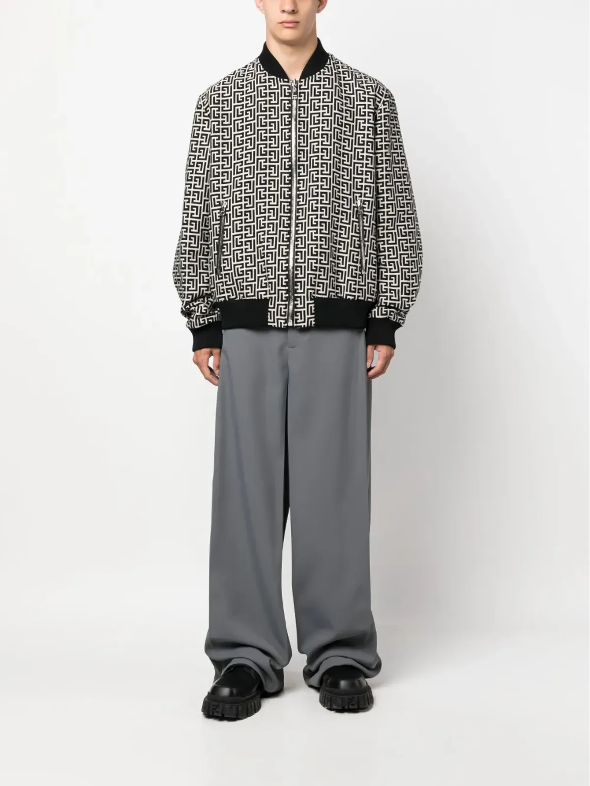 Balmain バルマン モノグラム柄リバーシブルボンバージャケット - 画像2