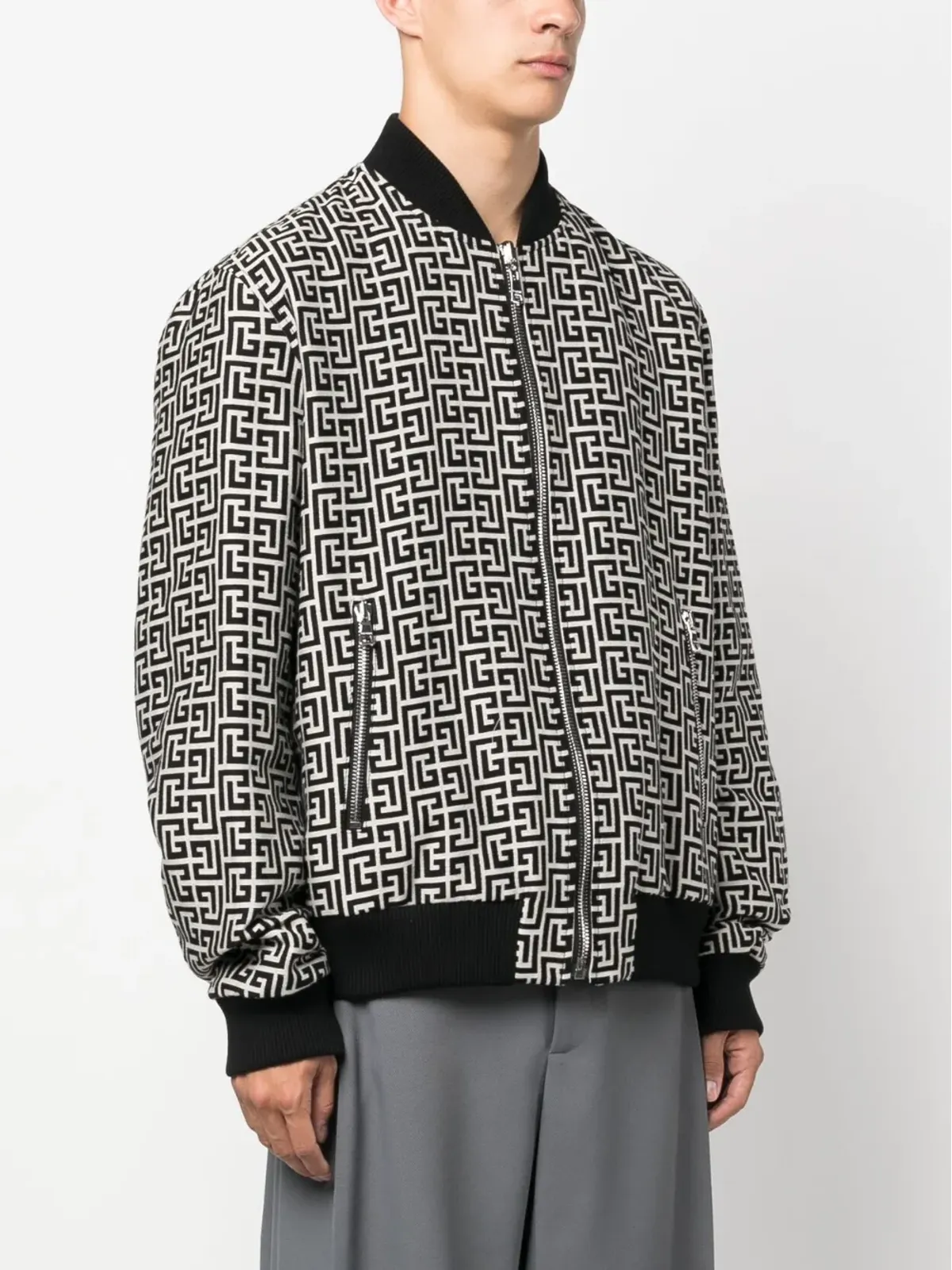Balmain バルマン モノグラム柄リバーシブルボンバージャケット - 画像3