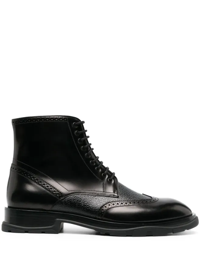 Alexander McQueen Alexander McQueen テクスチャード レースアップ ブーツの商品画像
