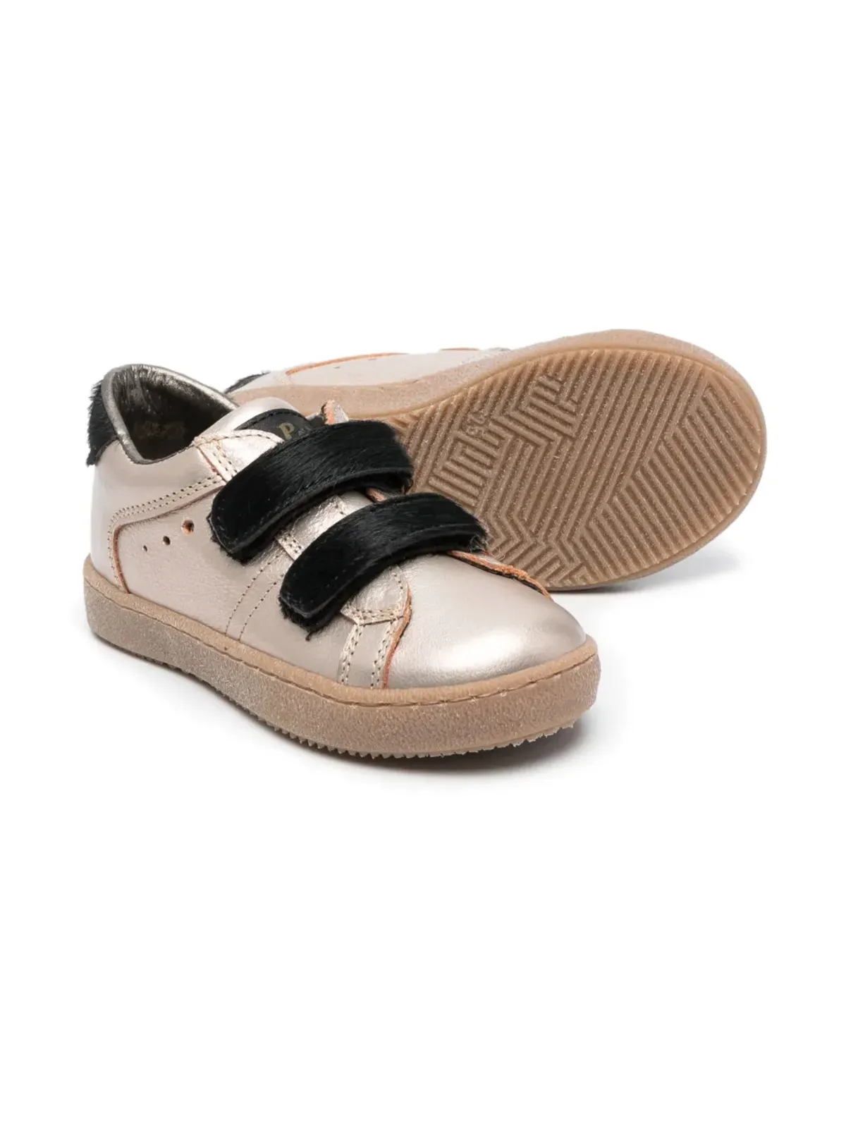 Pépé Kids タッチストラップ付きメタリックレザー スニーカー - 画像2