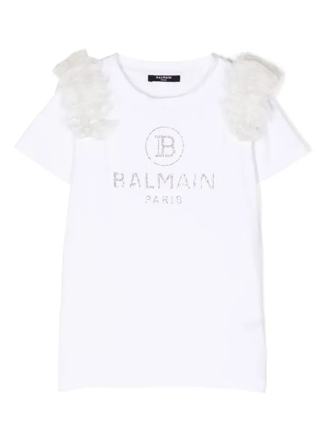 Balmain Kids Balmain Kids ロゴ入り花モチーフアップリケ Tシャツの商品画像