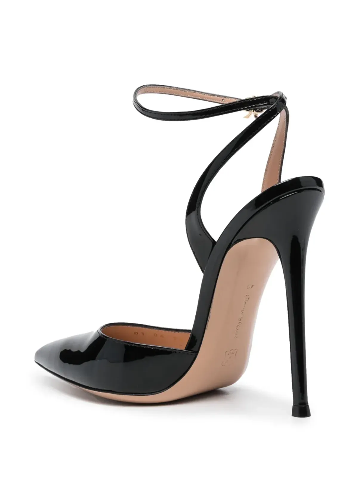 Gianvito Rossi パテントカーフレザー ポインテッドサンダル - 画像3