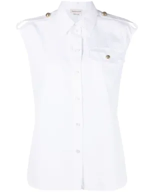 Alexander McQueen ミリタリーポケット付きノースリーブシャツ - ホワイト - サムネイル1