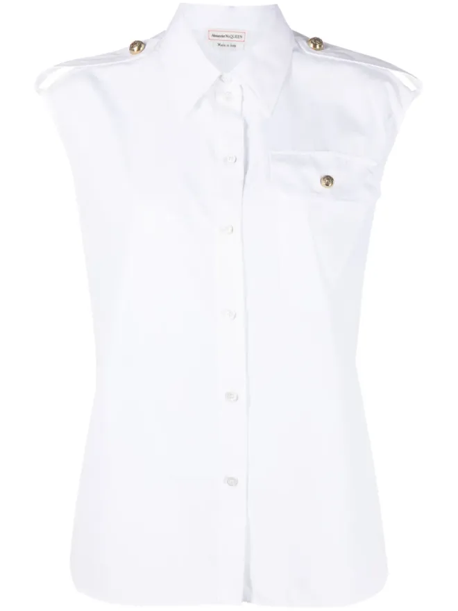 Alexander McQueen Alexander McQueen ミリタリーポケット付きノースリーブシャツ - ホワイトの商品画像