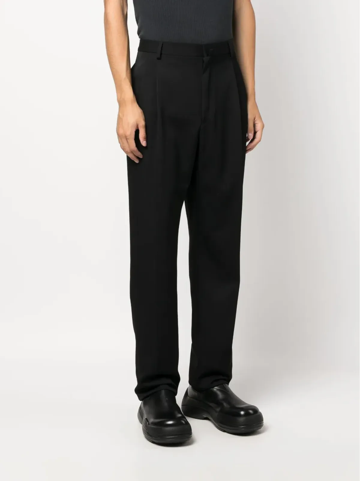 Lanvin ストレートレッグプリーツ ウールパンツ - 画像3