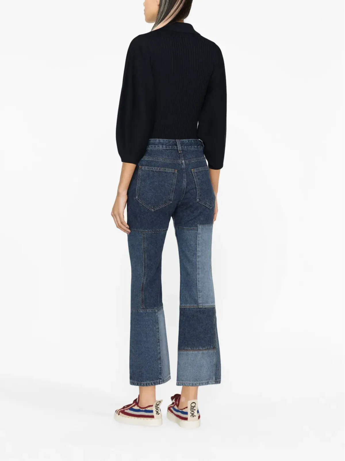 Chloé パッチワーク クロップド フレアジーンズ - 画像4