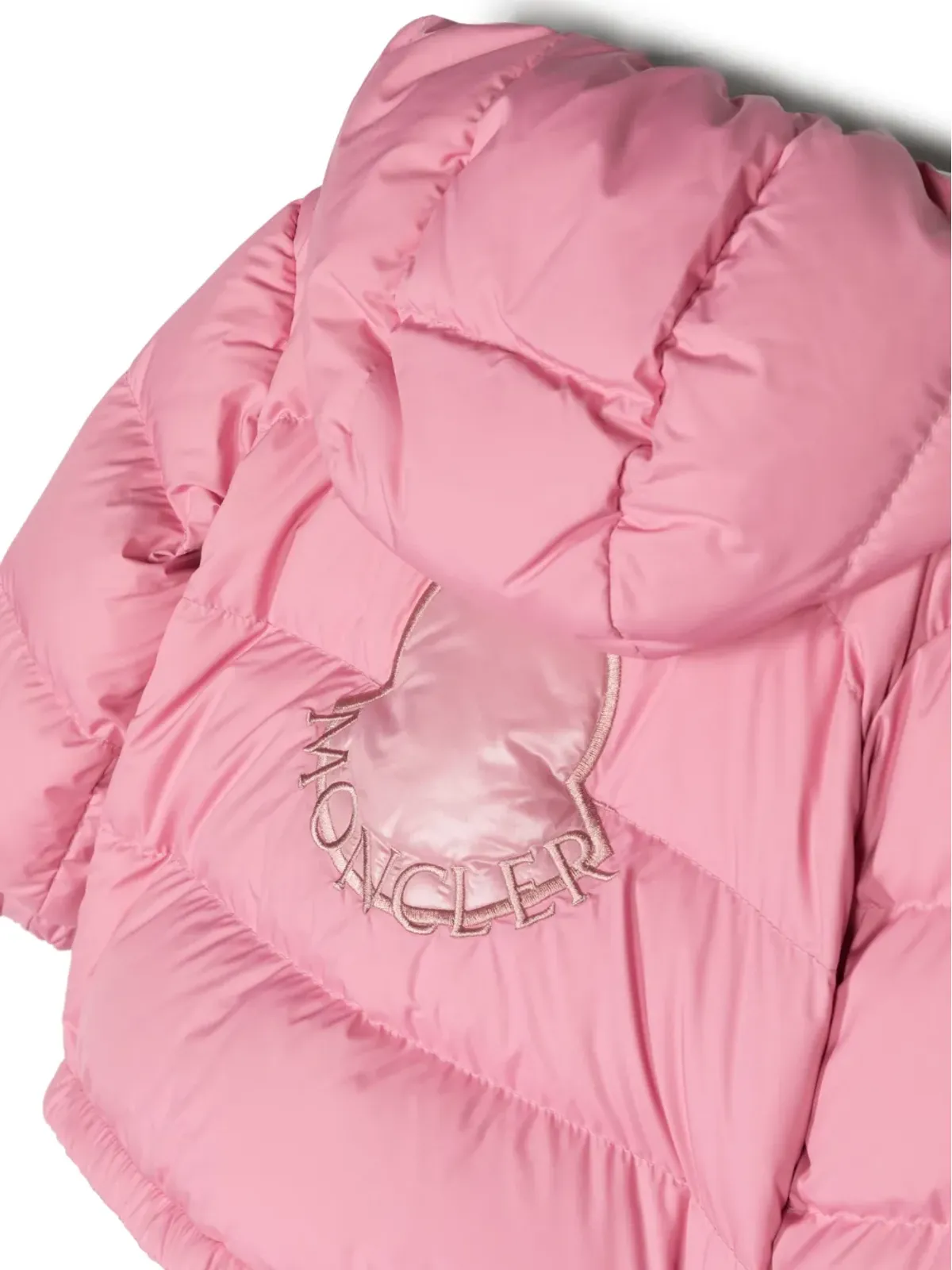 Moncler Enfant エブレ ロゴ刺繍 パディッドジャケット ピンク - 画像3