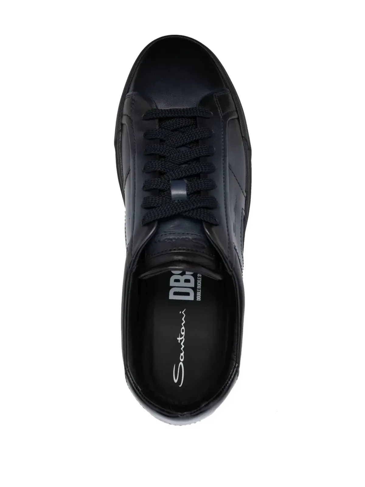 Santoni ダブルバックル レザー スニーカー - 画像4