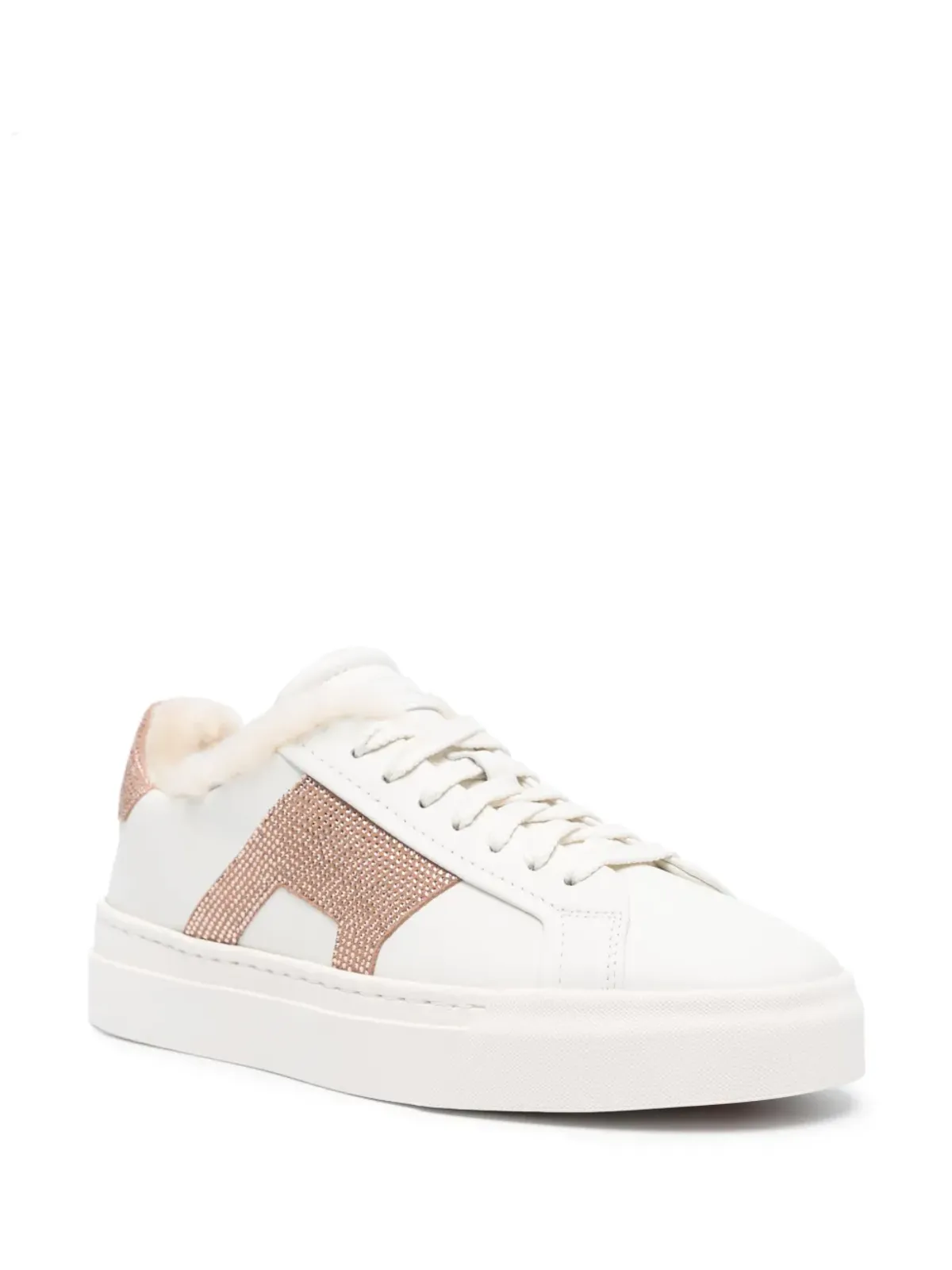 Santoni ラインストーン付きレザースニーカー - White - 画像2