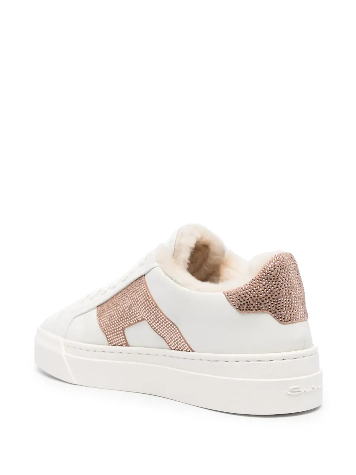 Santoni ラインストーン付きレザースニーカー - White - 画像3