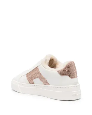 Santoni ラインストーン付きレザースニーカー - White - サムネイル3