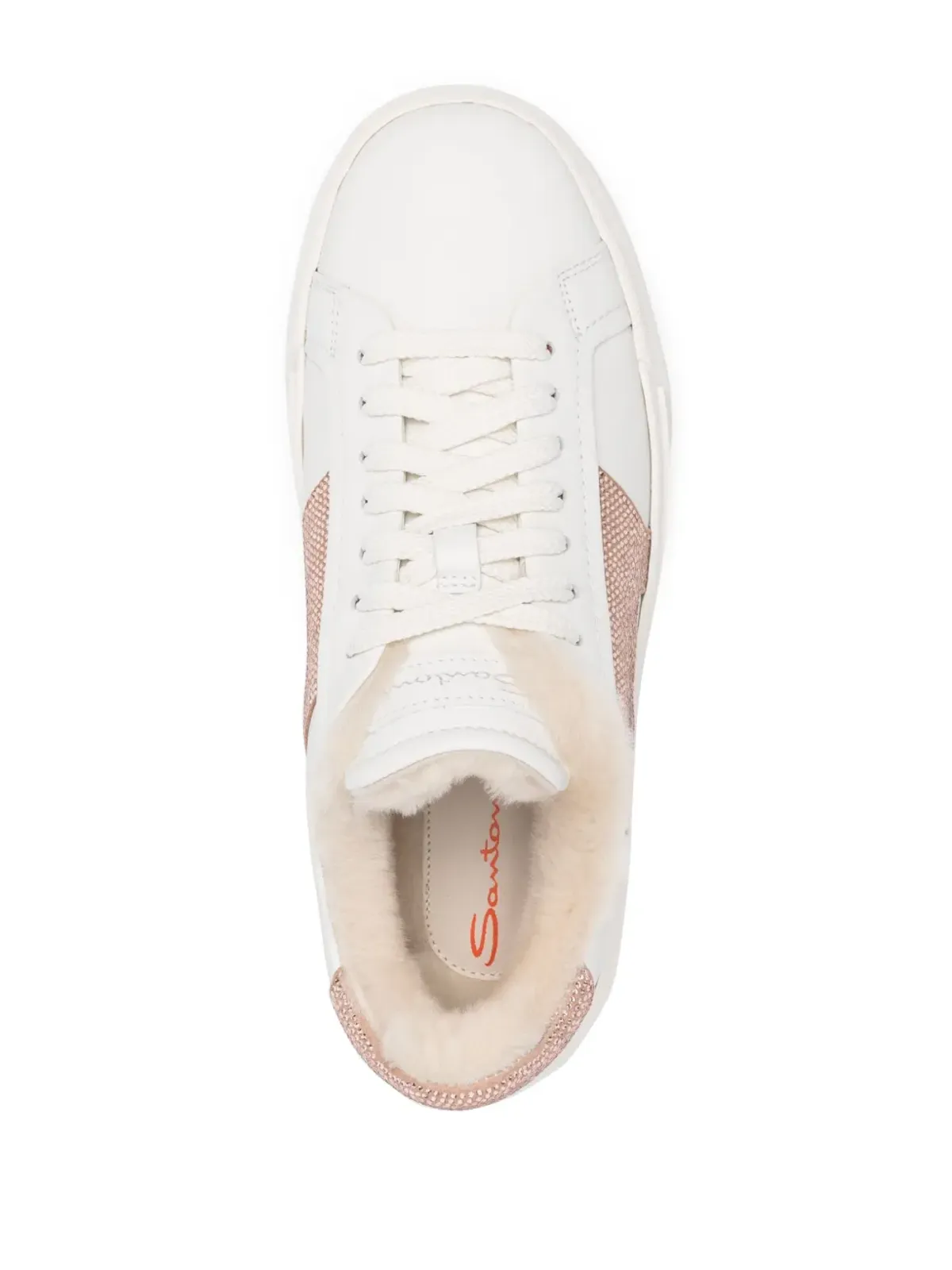 Santoni ラインストーン付きレザースニーカー - White - 画像4