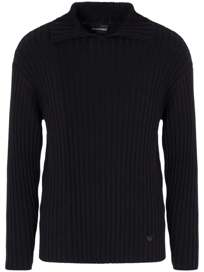 Emporio Armani Emporio Armani スプリットネックリブニットセーターの商品画像