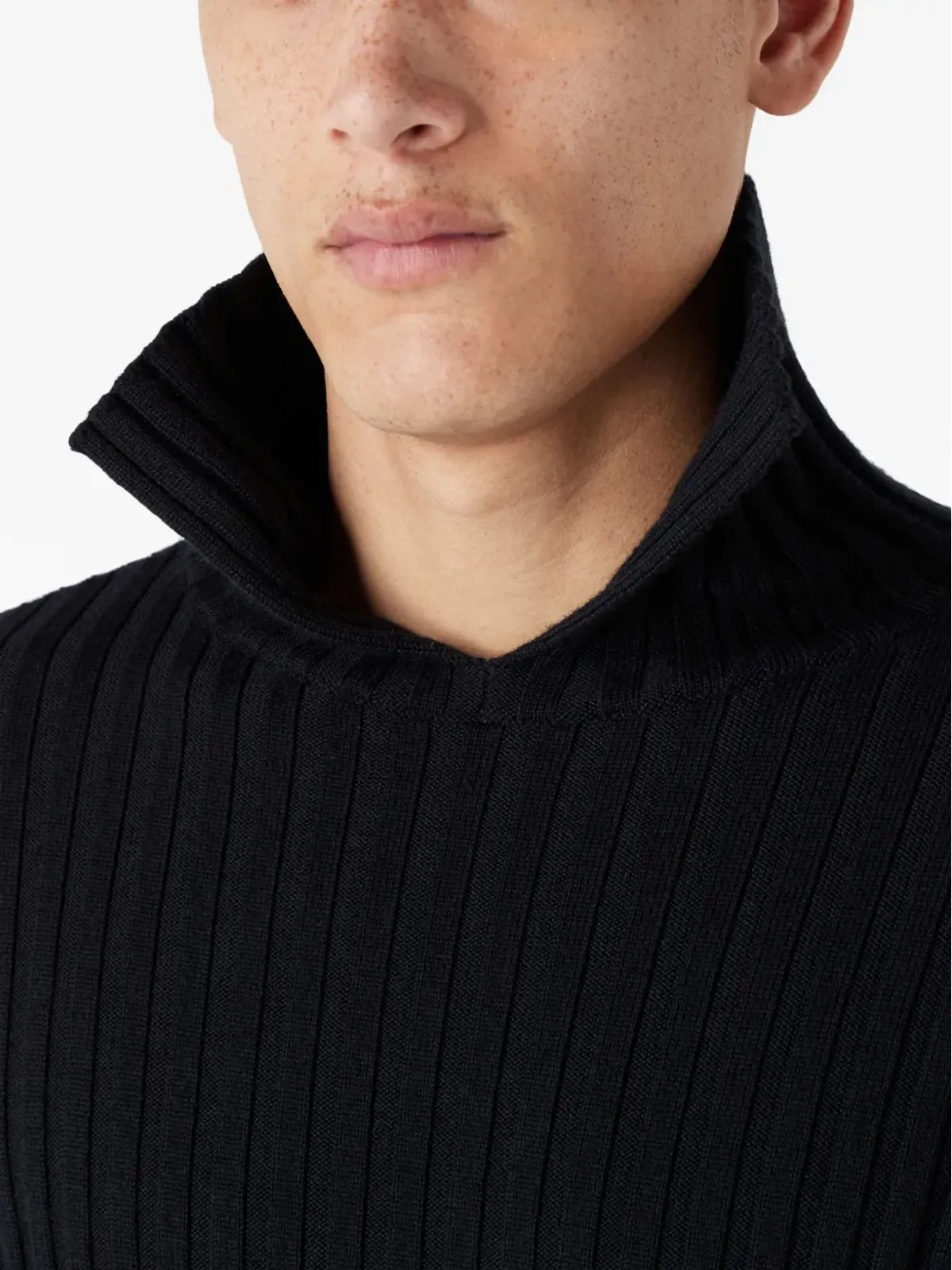 Emporio Armani スプリットネックリブニットセーター - 画像5