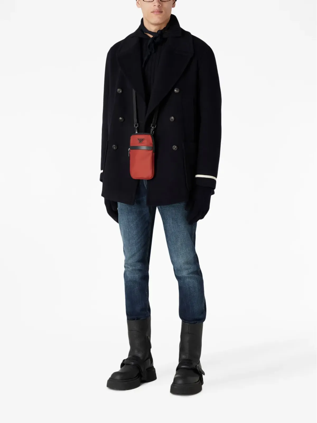 Emporio Armani スプリットネックリブニットセーター - 画像2