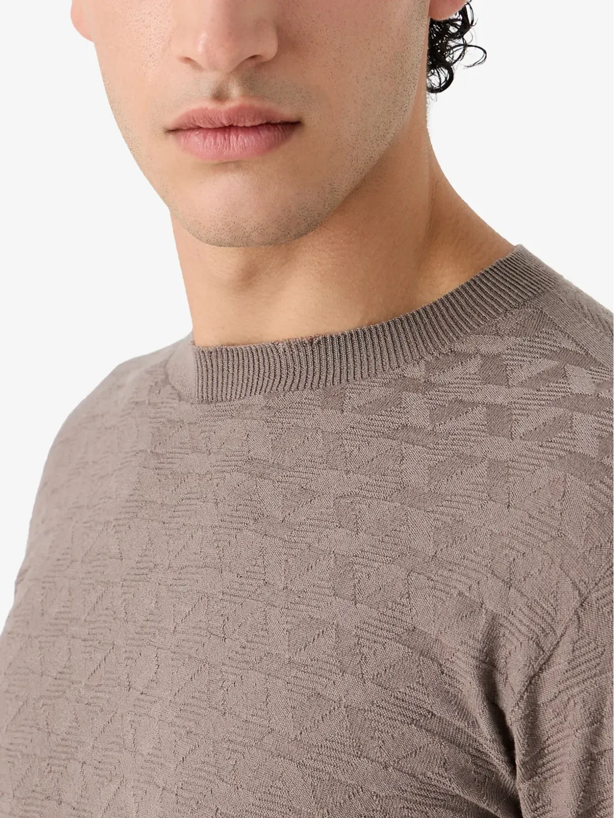 Giorgio Armani クルーネック幾何学柄ニット - 画像5