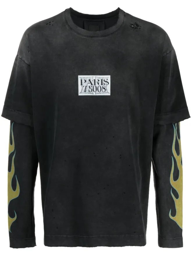 Givenchy Givenchy ロゴプリント ダブルレイヤーTシャツ - ブラックの商品画像