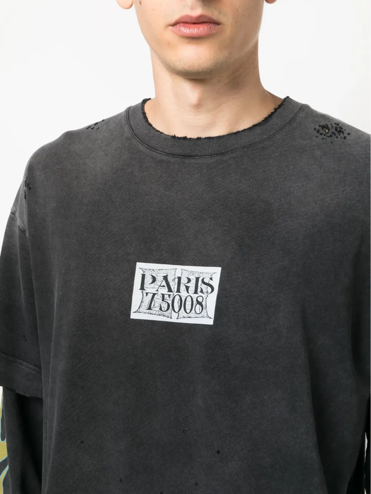 Givenchy ロゴプリント ダブルレイヤーTシャツ - ブラック - 画像5