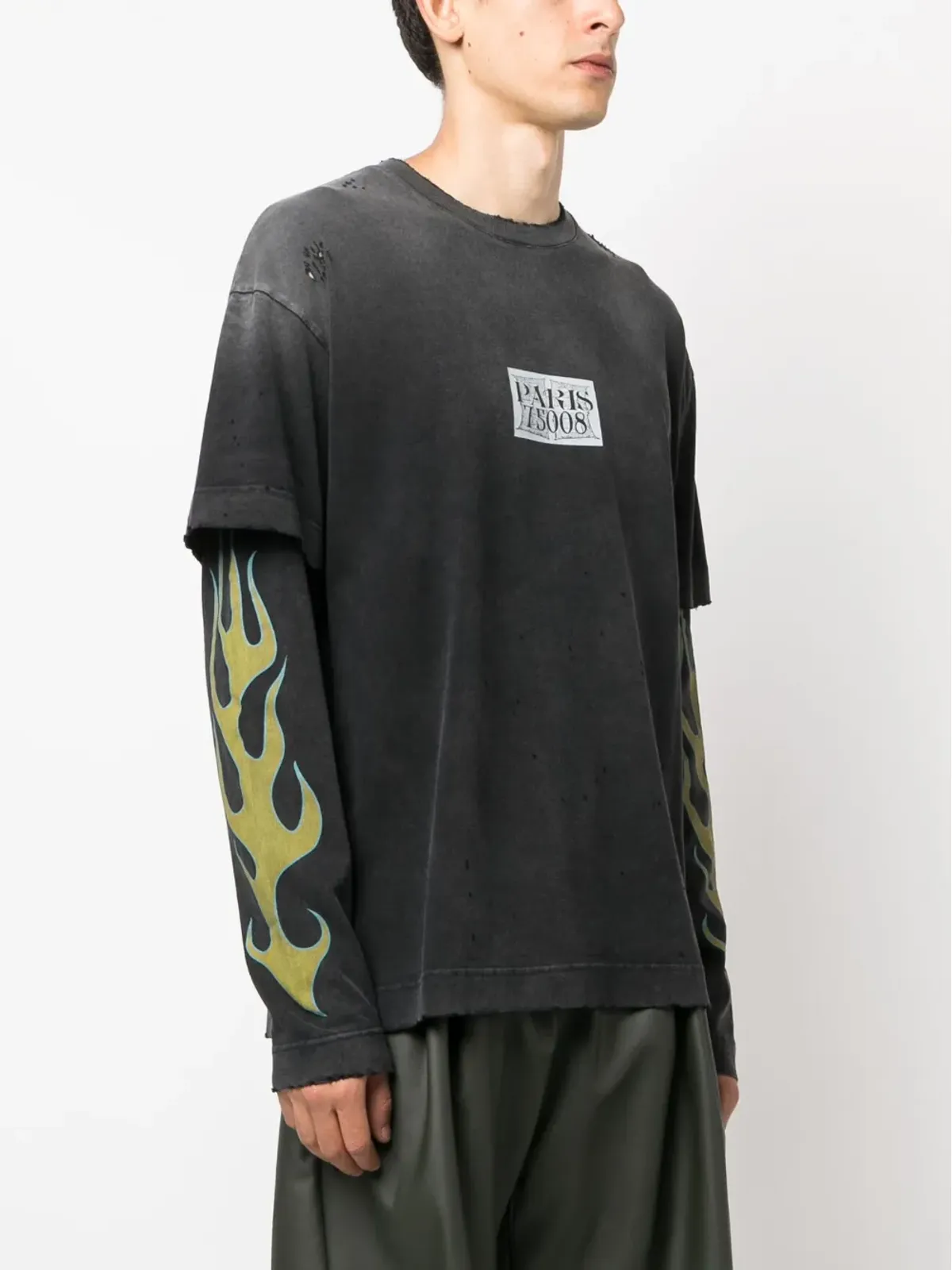 Givenchy ロゴプリント ダブルレイヤーTシャツ - ブラック - 画像3