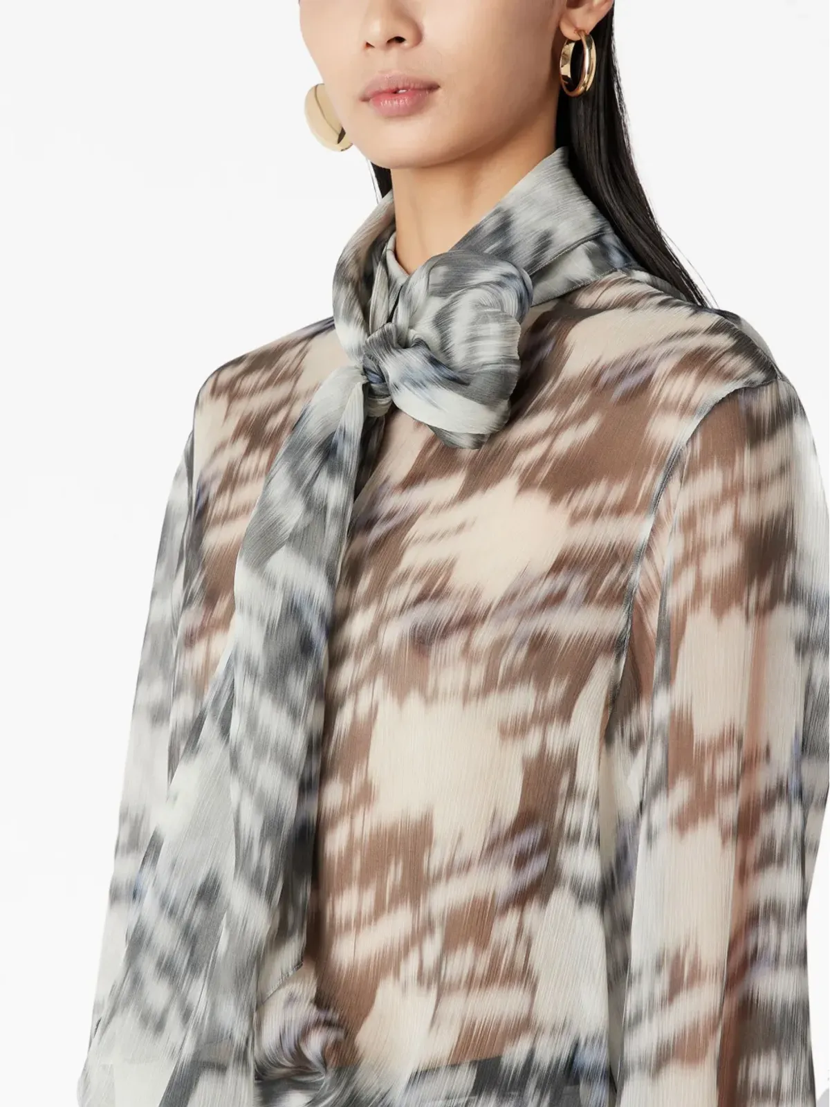 Giorgio Armani アブストラクトプリント シルクシャツ - 画像5