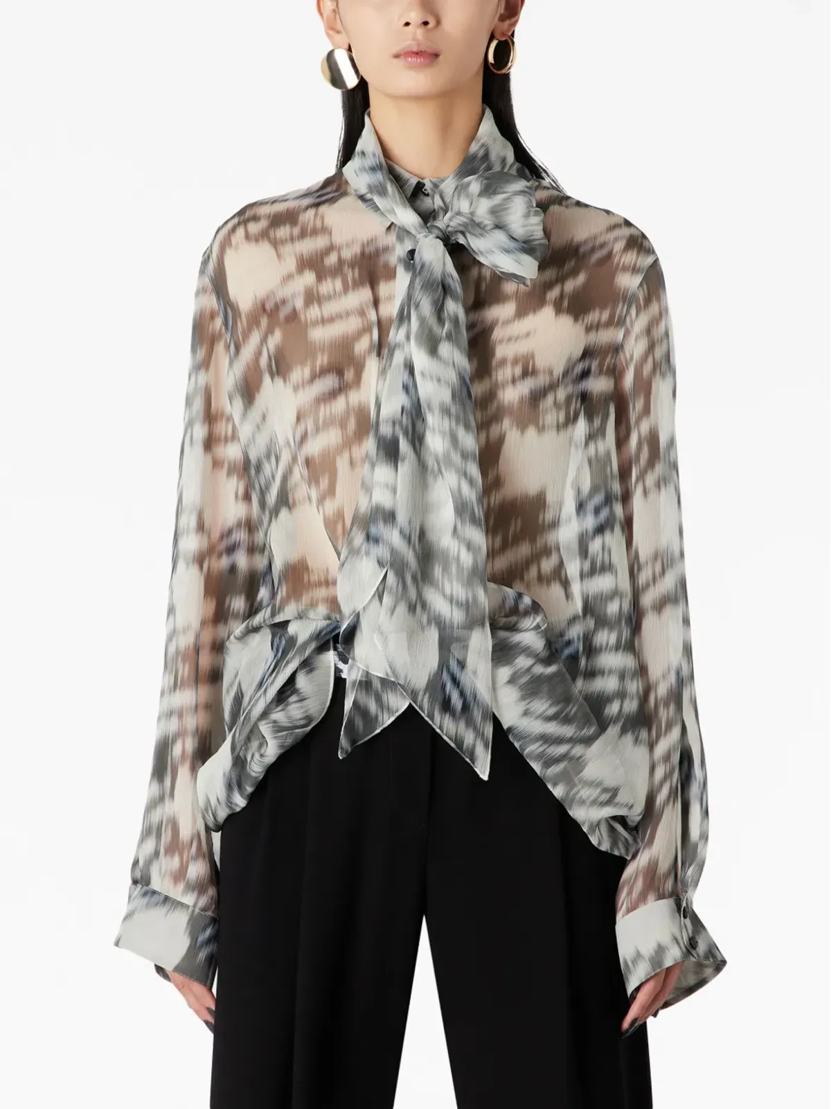 Giorgio Armani アブストラクトプリント シルクシャツ - 画像3