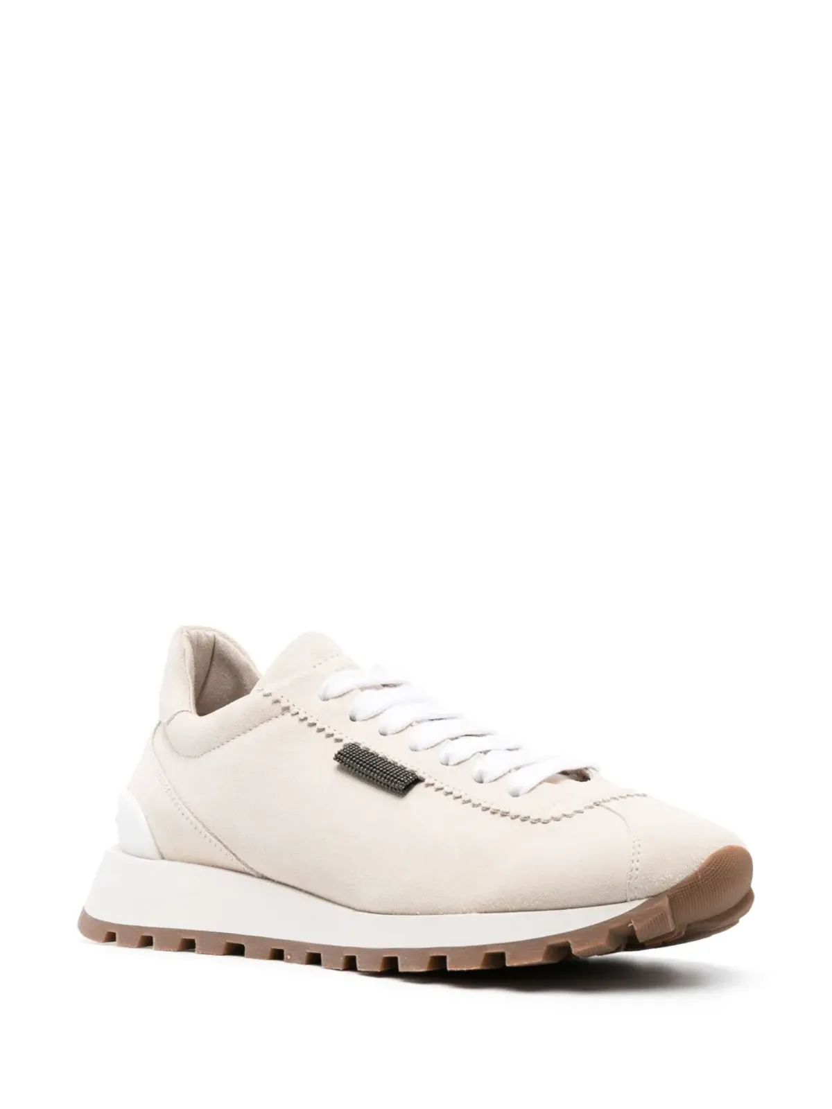 Brunello Cucinelli モニリチェーン付きスエード ローカットスニーカー - ニュートラル - 画像2